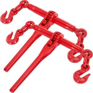 Chain Binder , Ratchet Load Binder 6600lbs Capacity, Ratchet Lever Binder With G70 Hooks, Adjustable Length, Ratchet Chain Binder For Tie Down, Hauling, Towing, Red