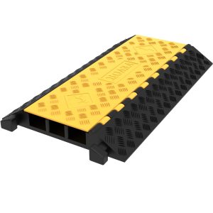 Rubber Cable Guard, 3-Channel, 2 X 2.3 In - Durable Cord Protection Ramp For Driveways, 6600 Lbs Capacity
