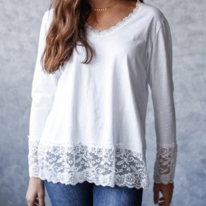 Women's Solid Color Lace Long Sleeve Base Shirt