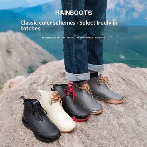 Cross-border Couple's Lace-up Unisex Camping Rain Non-slip Fishing Boots