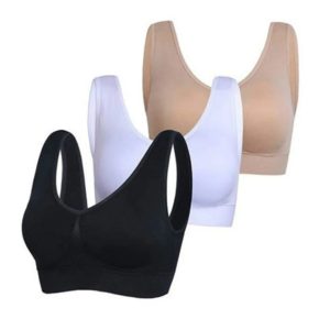3-Pack Sports Bras For Women, Padded Strappy Racerback Push Up Open Back Medium Support Sports Yoga