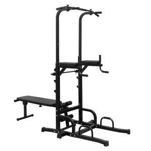 Power Tower With Bench Pull Up Bar Dip Station Adjustable Height Dip Stand Heavy Duty Multi-Function Fitness Rack