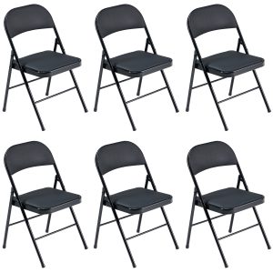 6pcs Elegant Foldable Iron & PVC Chairs For Convention & Exhibition Black