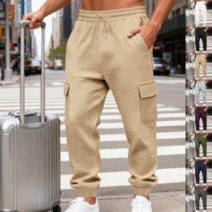 Men's Loose Fit Casual Sports Jacquard Outdoor Work Trousers For Commuting
