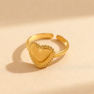 Fashion Adjustable Stainless Steel Heart Ring