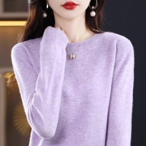 Round Neck Pure Wool Women's Sweater Loose Autumn And Winter
