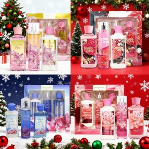 Christmas Gift Set 3-Piece Set, 10 Fl.oz Body Care Fragrance Set, Featuring Floral, Candy, And Sweet Pea Scents. Includes Scented Shower Gel, Body Lotion, And Body Mist.  A Perfect Winter Body Moistur