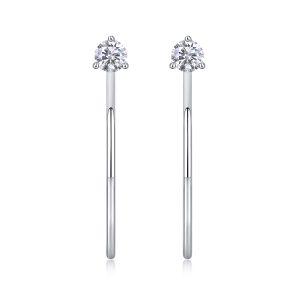 A Charming Afternoon - Earrings Set With Top-quality Moissanite S925 Silver And Platinum-plated Stud Earrings, A Fashionable And Trendy Accessory, Can Be Tested With A Diamond Pen