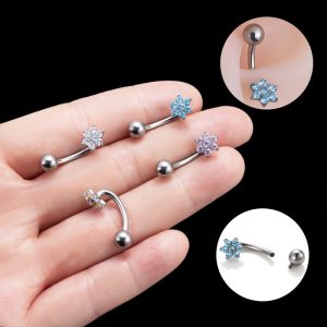 G23 Titanium Inlaid Zircon Flower Internal-thread Navel Piercing