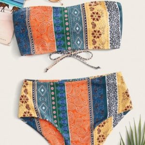 Fashionable Printed Flattop Sexy Bikini Set