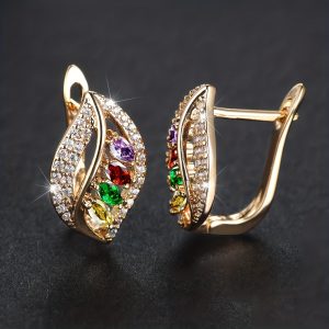 Women's Colorful Electroplated Leaf Earrings