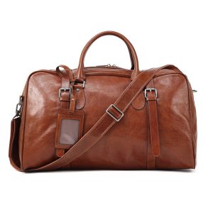 Large Capacity Retro Hand-held Business Leather Short Trip Travel Bag