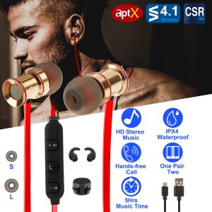 Sport Headsets Wireless V4.1 In-Ear Stereo Headphones Sweat-proof Running Earphones With Mic Hands-free