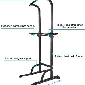 Sport Power Tower Workout Dip Station Pull Up Bar, Height Adjustable Multi-Function Dip Stand For Home Gym Strength Training Fitness Equipment