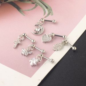 Titanium Steel Earring With Female Heart-shaped Zircon Earrings