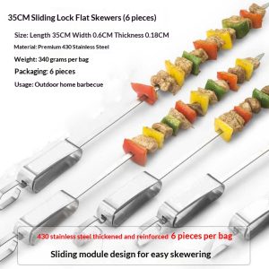 Thickened 430 Stainless Steel Barbecue Skewers