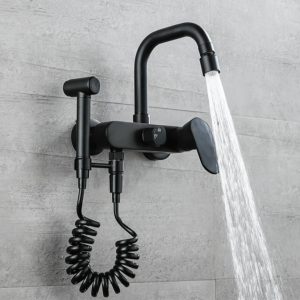 All-copper Wall-mounted Vintage Double-hole Hot And Cold Water Faucet