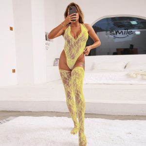 New Style Strappy Halterneck V-neck Bodysuit