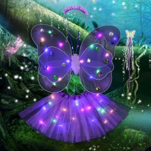 Creative Glowing Little Girl Butterfly Wings Props 4-piece Set