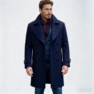 Cotton-padded Wool Coat Fashionable Lapel Wool Outerwear