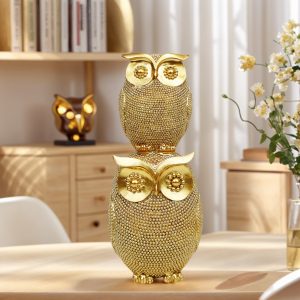 Creative Sequined Owl Statue Resin Crafts