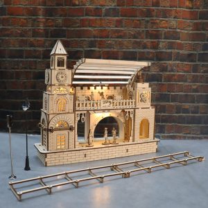 Sales Are Prohibited On The TEMU And SHEIN -MUSIC PARK3D Wooden Puzzle Railway Station Model Kits To Build Wooden Construction Handmade DIY Craft Unique Gift For Christmas
