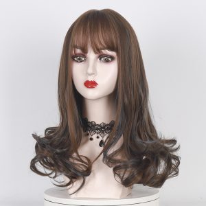 Simulated Scalp Highlights Women's Long Curly Wavy Wig