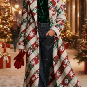 Plaid Casual Long Wool Coat