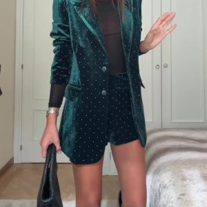 Diamond Velvet Suit Jacket & Shorts Set