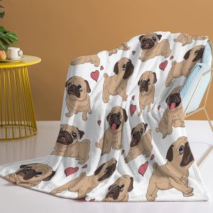 1pc Cute Khabba Dog Cute And Fun Pattern Soft Printed Flannel Sofa Blanket Comfortable And Warm Home Use Suitable For Bed Sofa Camping And Multi Scene Seasonal Use