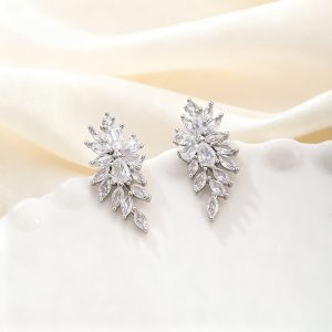 Zircon Leaf Earrings For Women