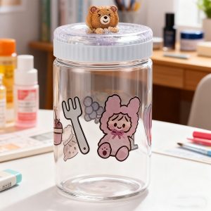 Cartoon Bear Glass Bottle 350ml