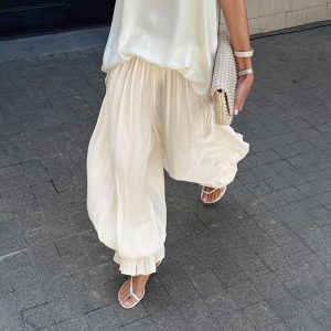 French-style Bubble-cuffed Elegant Casual Trousers
