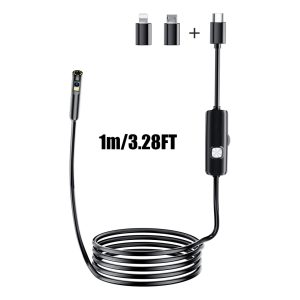 Lighted Endoscope Dual Camera, 1920P HD Endoscope Tool With 8 Adjustable LED Lights, Endoscope With Semi-Rigid Snake Camera, Waterproof 8mm Wide-Angle Inspection Camera,