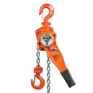 Manual Lever Chain Hoist, 3/4 Ton 748 Kg Capacity 1.5m Come Along, G80 Galvanized Carbon Steel With Weston Double-Pawl Brake, Auto Chain Leading & 360° Rotation Hook, For Garage Factory Dock