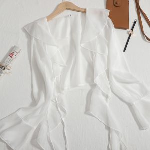 Womens Light Weight Summer Ruffled Wrap-style Shawl Or Outerwear