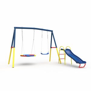 Swing Sets For With Kids Slide Outdoor Heavy-Duty Metal Playset 3 In 1 Swing Set With Slide