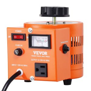 500VA Auto Variable Voltage Transformer, 3.84 Amp, 110V Input 0-130V Output AC Voltage Regulator Power Supply, With 4 Extra Fuses Thermal Control Switch For Home Industrial Office