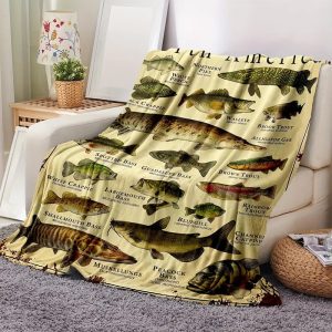Cartoon Fish-patterned Flannel Blanket Digitally Printed Blanket