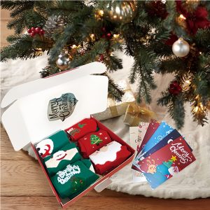 6 Pairs Christmas Stockings Gift Set - Soft Plush Xmas Stockings With 6 Greeting Cards & Festive Gift Box