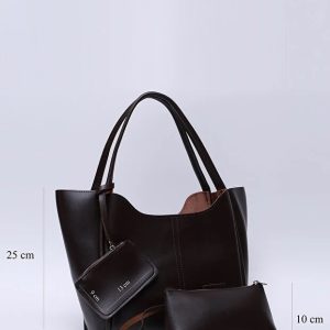 Brown SHK108 Faux Leather Women Hand And Shoulder Bag With Wallet And Makeup Bag