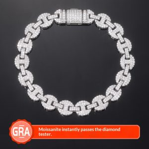8mm 925 Silver Micro Set Moissanite Personalized Fashion Necklace And Bracelet For Men