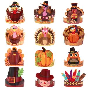 Thanksgiving Themed Paper Turkey Crown Hat