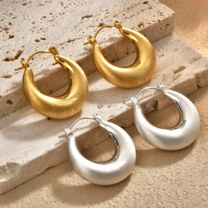 Retro Minimalist Hollow Brushed Earrings For Women