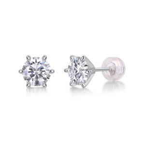 Diamond Protection - Set With 1-carat Top-quality Moissanite S925, Silver And Platinum-plated Stud Earrings, A Fashionable And Trendy Accessory That Can Be Tested With A Diamond Pen