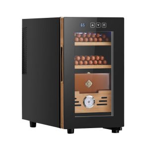 Electric Humidor, 23L, 150 Counts Electric Cigar Humidor Cabinet With Cooling Temperature Control, Spanish Cedar Wood Shelves & Drawers, Mechanical Hygrometer, 3 Layers, Cooler For Household