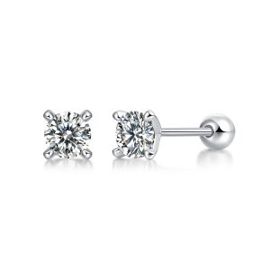 Time Imprint - Earrings Set With 0.5-carat Top-quality Moissanite S925 Silver And Platinum-plated Stud Earrings, A Fashionable And Trendy Accessory, Can Be Tested With A Diamond Pen