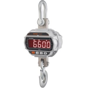 Digital Crane Scale, 6600 Lbs/3000 Kg, Industrial Heavy Duty Hanging Scale With Remote Control, Cast Aluminum Case & LED Screen, High Precision For Construction, Factory, Farm, Hunting (Silver)
