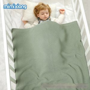 Solid-color Knitted Baby Swaddle Blanket For Strollers