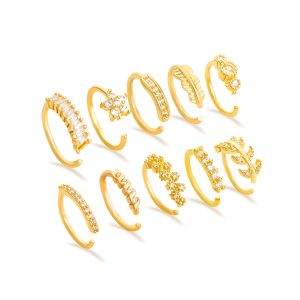 Creative And Personalized Flower Studded Diamond Nose Nail